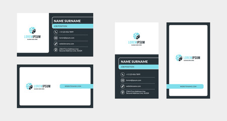 Double-sided creative business card template. Portrait and landscape orientation. Horizontal and vertical layout. Vector illustration