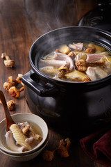 Delicious Chinese food, snake chicken soup
