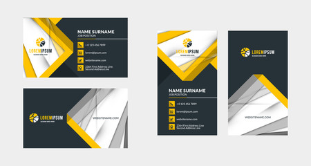 Double-sided creative business card template. Portrait and landscape orientation. Horizontal and vertical layout. Vector illustration