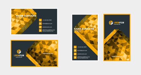 Fototapeta premium Double-sided creative business card template. Portrait and landscape orientation. Horizontal and vertical layout. Vector illustration