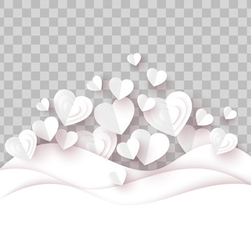 Valentine day background. White paper heart vector illustration