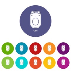 Can icons color set vector for any web design on white background