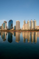 THAILAND BANGKOK RATCHADA LAKE SKYLINE