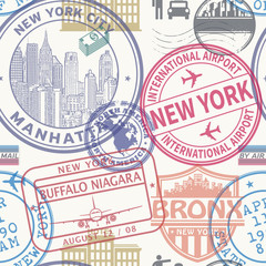 Seamless pattern with visa rubber stamps on passport © Flavijus Piliponis