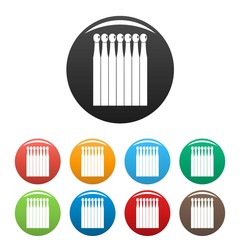 Wood matches icons set 9 color vector isolated on white for any design