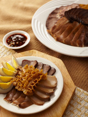 Delicious Chinese food, braised vegetables platter