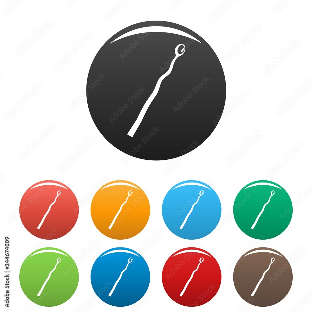 Poster burned match icons set 9 color vector isolated on white for any design
