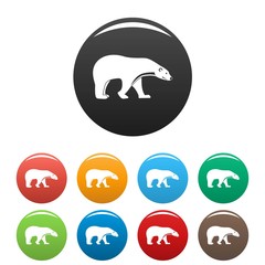 Polar bear icons set 9 color vector isolated on white for any design