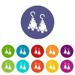 Moon star earrings icons color set vector for any web design on white background