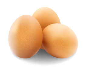 Chicken eggs isolated on white background.