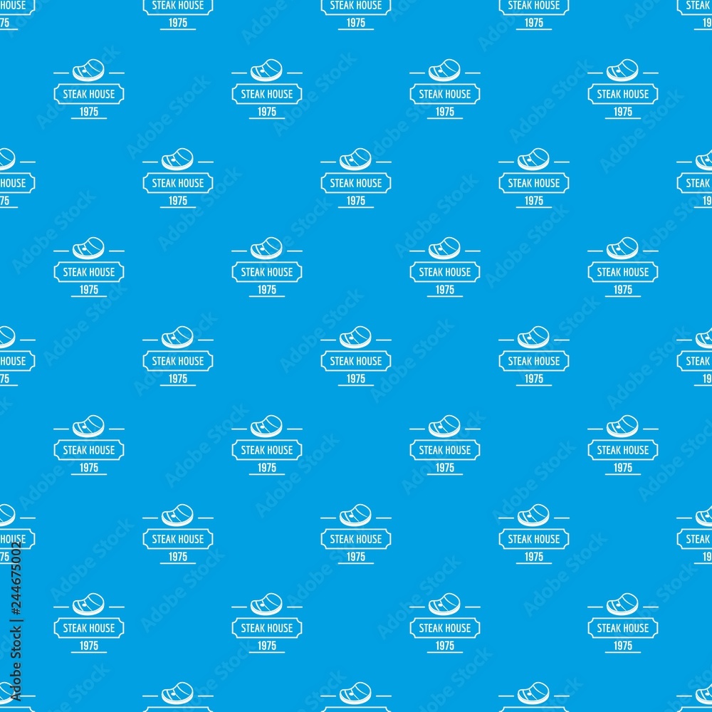 Poster steak house pattern vector seamless blue repeat for any use