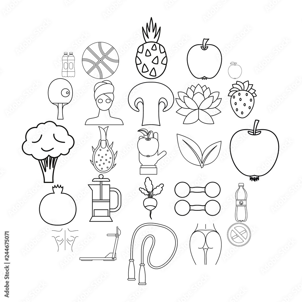 Poster regimen icons set. outline set of 25 regimen vector icons for web isolated on white background
