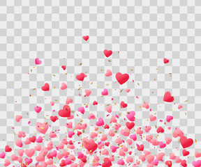 Mothers Day background with red hearts confetti. Vector illustration