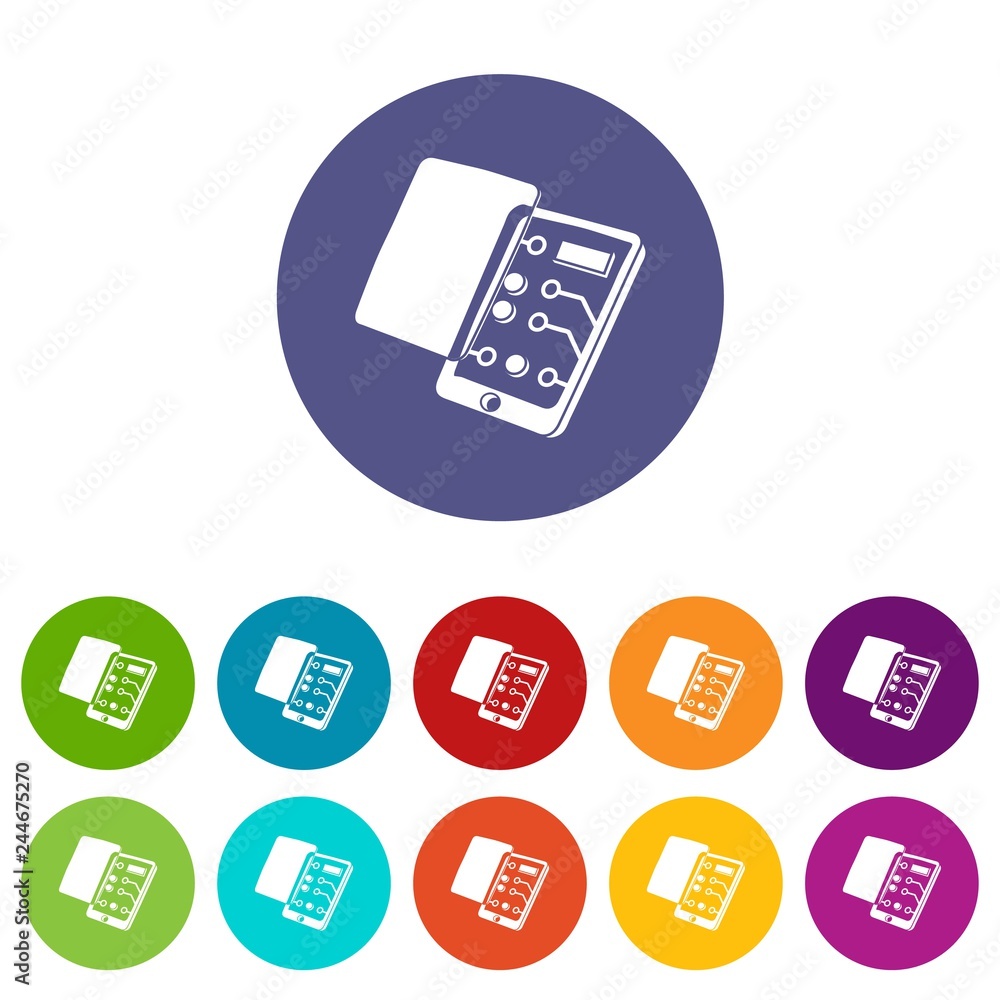 Aufkleber replacement screen smartphone icons color set vector for any web design on white background