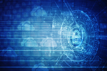 Obraz premium 2d illustration Safety concept: Closed Padlock on digital background