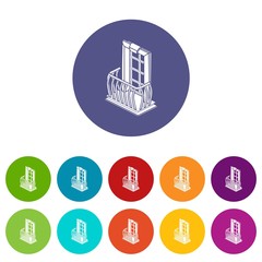 Retro balcony icons color set vector for any web design on white background