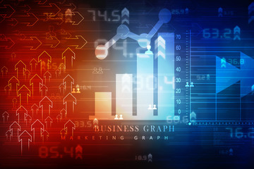 2d rendering Stock market online business concept. business Graph 