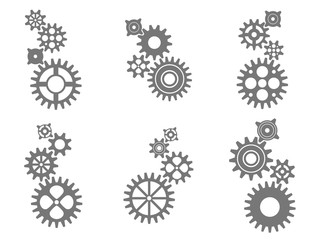 Gear icon set. Vector transmission cog wheels isolated on white background