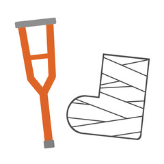 松葉杖と足の包帯