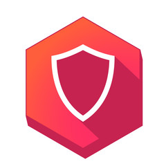 ikona z długim cieniem na tle sześcioboku