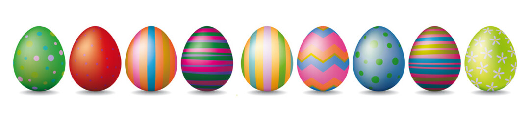 Colorful shiny easter eggs banner vector illustration