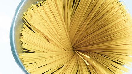 Spaghetti in the boiling pot, Ingredients for cooking italian. Blank for design, food concept.