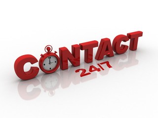 3d illustration stopwatch with contact 
