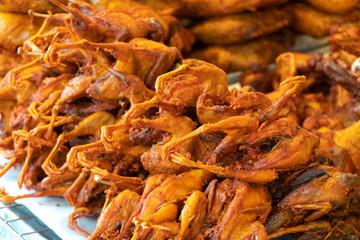 Chicken fries with close up view.