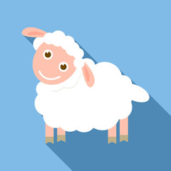 Happy sheep icon. Flat illustration of happy sheep vector icon for web design