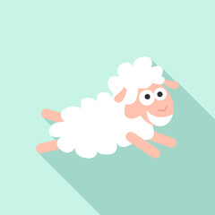 Naklejka premium Happy kid sheep icon. Flat illustration of happy kid sheep vector icon for web design