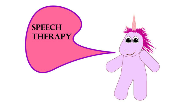 Lustiges Einhorn mit Sprechblase "Speech Therapy"