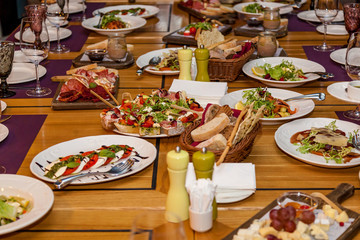 Different dishes on the holiday table