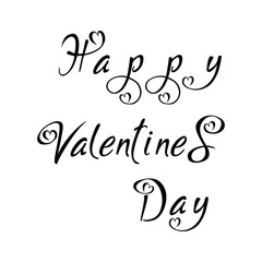Valentine`s Day lettering. Hand written greeting card template for Valentine's day. Greeting card with love heart.