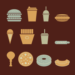 fast food icons set. vector illustration