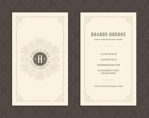 Luxury business card and vintage ornament logo vector template.