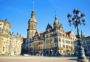 Obraz premium Plac Theaterplatz w Dreźnie, Niemcy