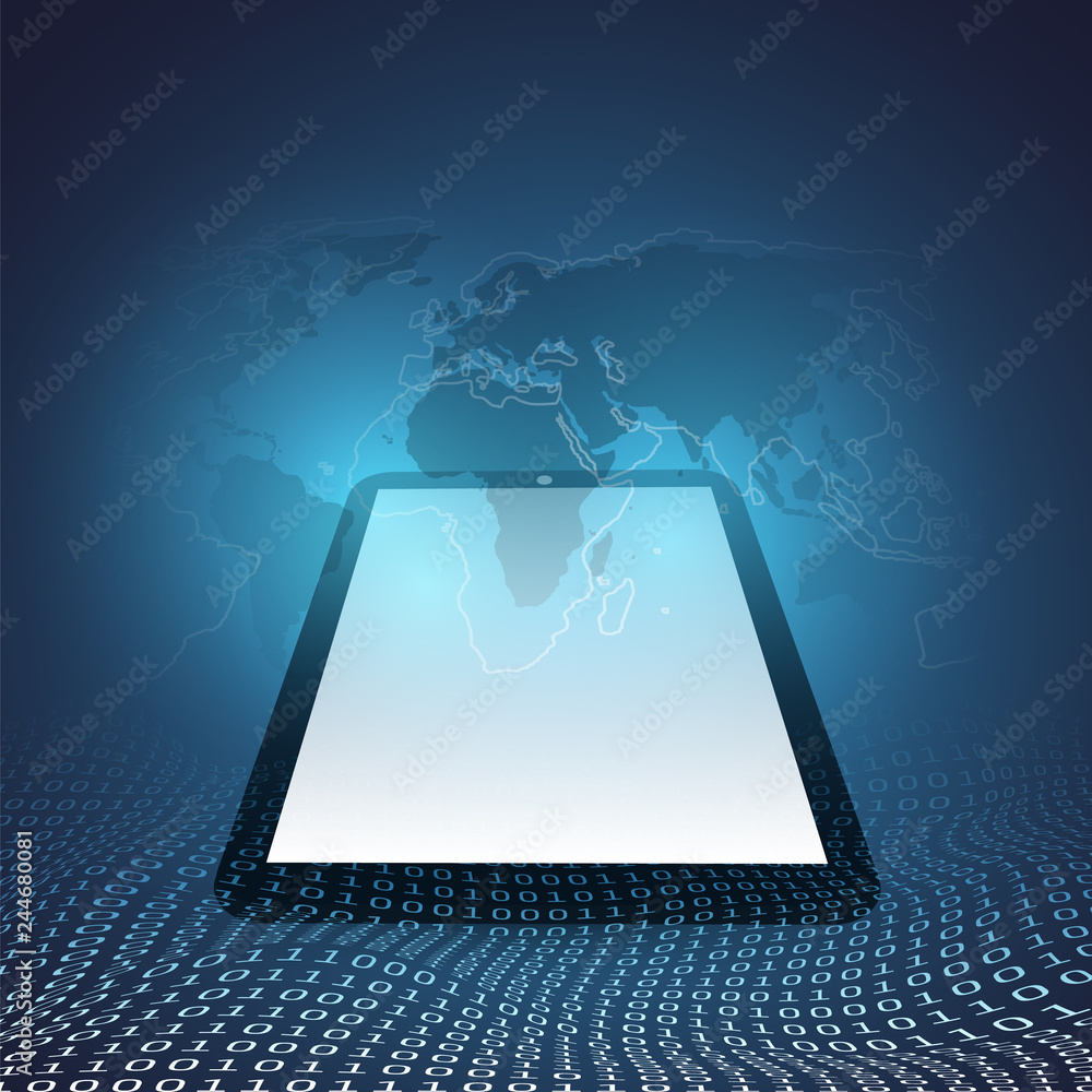 Poster digital matrix, bits pattern, ones and zeros - abstract modern 3d digital information vector backgro