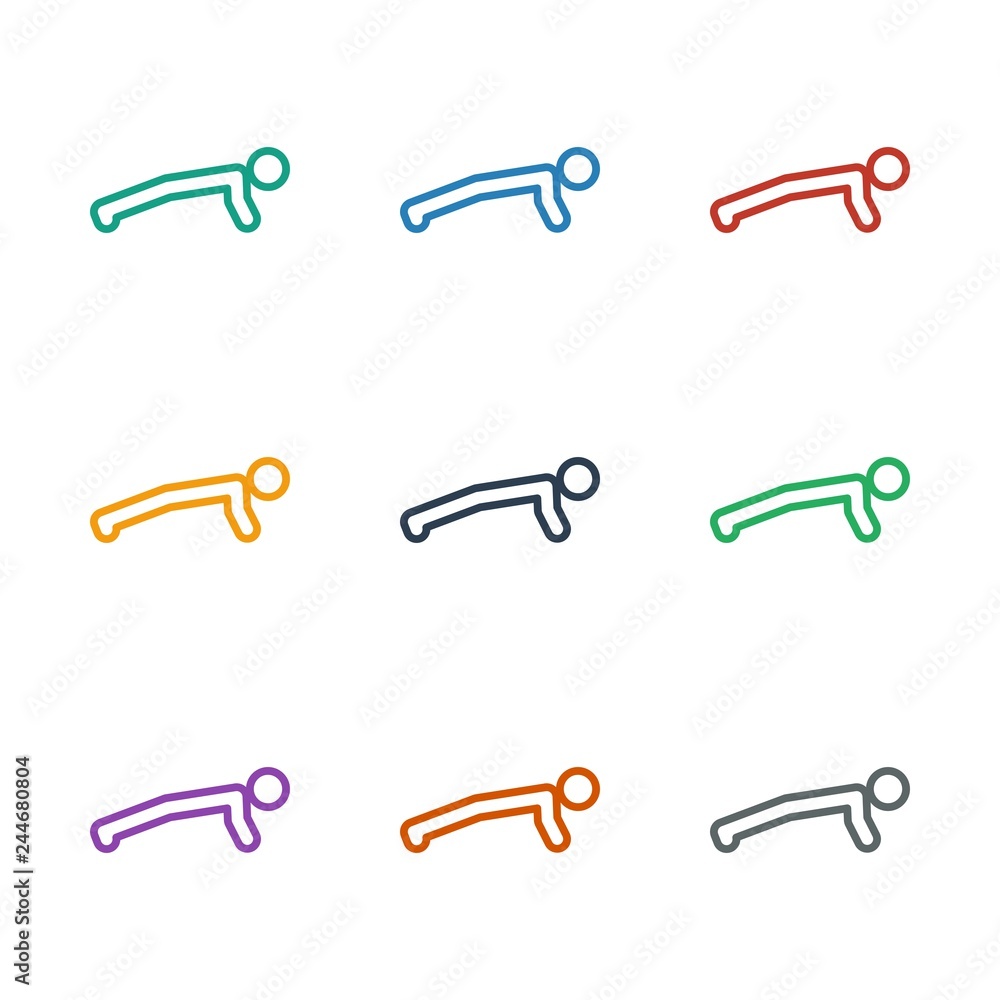 Poster man doing exercises icon white background
