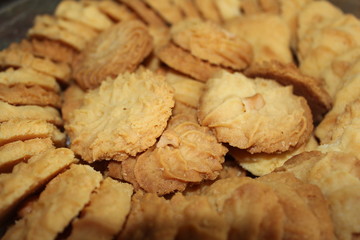 many chip cookies stacked