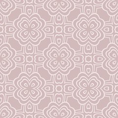 Seamless floral ornament geometric style. Vector illustration. Beige color