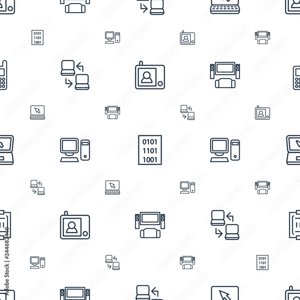 Poster monitor icons pattern seamless white background