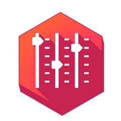 ikona z długim cieniem na tle sześcioboku