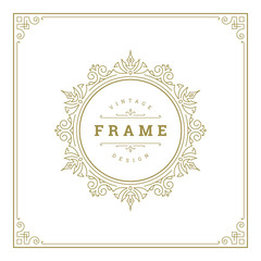 Vintage flourishes ornament frame template vector illustration.