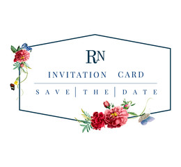 Floral invitation card mockup illustration