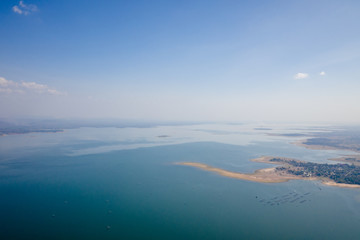 Fototapeta premium top view atmosphere on the beach in Ubon Ratchathani province
