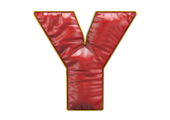 Y letter,leather style font, 3D Rendering