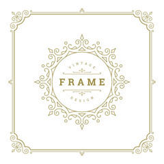Vintage flourishes ornament frame template vector illustration.