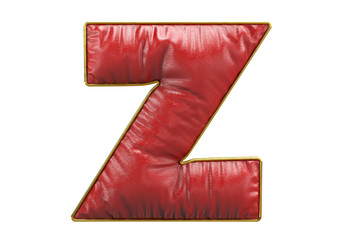 Z letter,leather style font, 3D Rendering