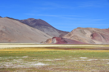 In the footsteps of Roerich's expedition. Beautiful colorful mountains in Tibet, China