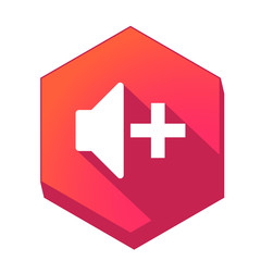 ikona z długim cieniem na tle sześcioboku